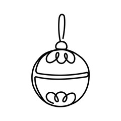 Vector Christmas ball line art drawing. Modern minimalist illustration