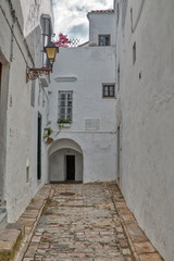 Traditional street of Vejer de la Frontera, a beautiful tourist town in the province of Cadiz, in Andalusia, in southern Spain