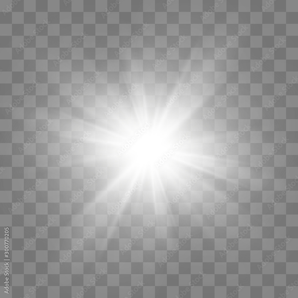 Wall mural white glowing light burst explosion with transparent. cool effect decoration with ray sparkles. tran