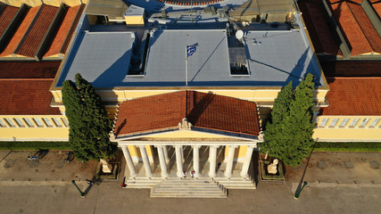 Fototapeta premium Aerial photo taken by drone of iconic public Zappeio hall used for events, Athens historic centre, Attica, Greece