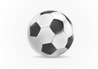 Realistic soccer Ball With Classic Design Isolated On White Background. Vector Illustration.