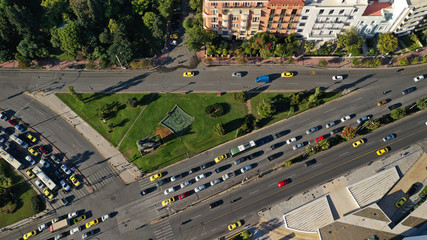 Aerial drone photo of downtown centre of Athens residential urban area, Attica, Greece