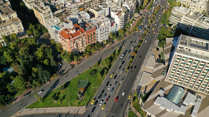 Aerial drone photo of downtown centre of Athens residential urban area, Attica, Greece