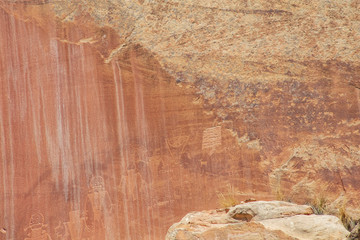 Ancient Fremont People petroglyphs make present day visitor aware of their existence oin the...