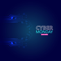 Cyber monday sale with circuit board background. Modern design.Vector illustration