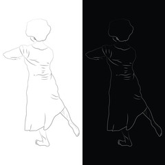 Female figures in movement, silhouettes
