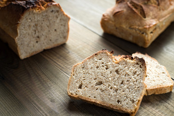 tasty bread baked at home, healthy homemade bread, bio ingredients