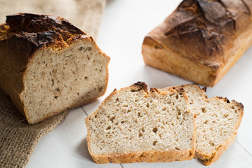 tasty bread baked at home, healthy homemade bread, bio ingredients