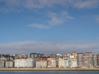 Naklejka premium Front view of Santander buildings