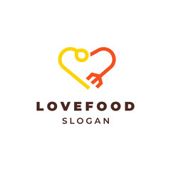 Shield with fork illustration for logo template design.