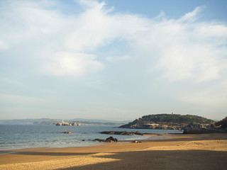 Lonely sardine beach at sunset