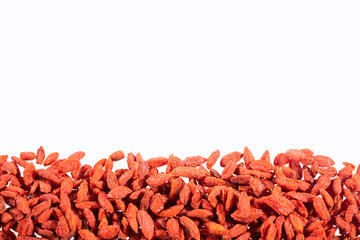 Lycium barbarum - dried goji berries. Text space