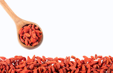Dried goji berries - Lycium barbarum. White background