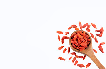 Lycium barbarum - dried goji berries. Text space