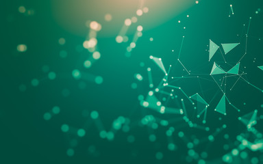 Abstract background. Molecules technology with polygonal shapes, connecting dots and lines....