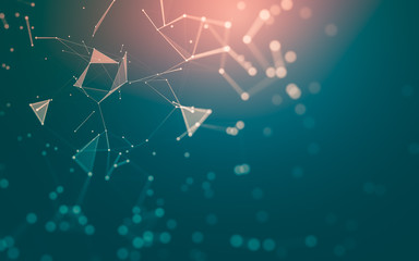 Abstract background. Molecules technology with polygonal shapes, connecting dots and lines. Connection structure. Big data visualization.