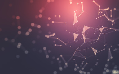 Fototapeta premium Abstract background. Molecules technology with polygonal shapes, connecting dots and lines. Connection structure. Big data visualization.