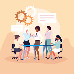 businesswomen in the work office, meeting on global planning and marketing research