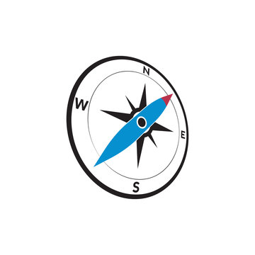 Compass logo design. pointer north, south, east, west, compass symbol. direction sign. vector element illustration.