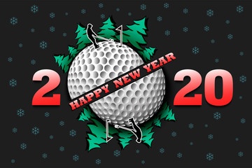 Happy new year 2020 and golf ball