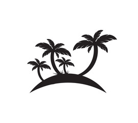 vector design of palm and sun logo. summer sign or symbol.