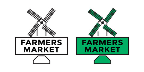 Farmer's market banner. Local farming. Eco, fresh products, certified logo marks for organic farming, food stores, healthy fresh products. Design illustration of agricultural background