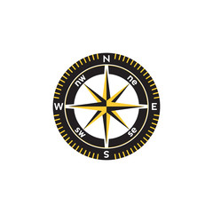 Compass logo design. pointer north, south, east, west, compass symbol. direction sign. vector element illustration.