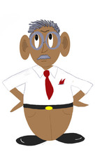 Cartoon male figure comical puzzled