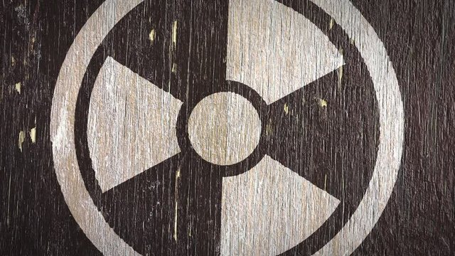 Radioactive / Radioactivity Warning  Symbol On Wodden Texture. Ideal For Your Radioactivity Related Projects. High Quality Seamless Animation. 4K, 60fps.