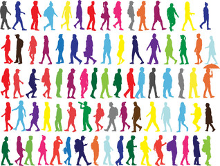 Group of people. Crowd of people silhouettes.