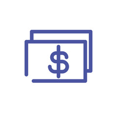 money with symbol dollar on white background