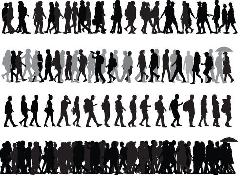 Group of people. Crowd of people silhouettes.