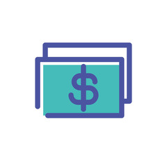 money with symbol dollar on white background