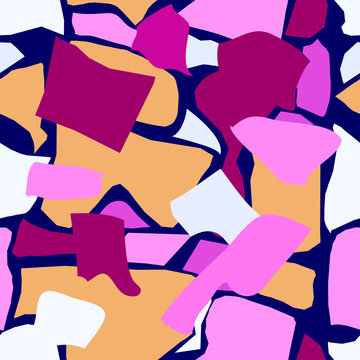 Abstract Shapes Vector Seamless Repeat Pattern With Jewel Tone Colors