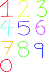 numbers crayon colorful elements hand drawn