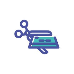 scissor closed with sheet of paper on white background