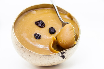 Traditional milk sweet from the Valle del Cauca region of Colombia called Manjar Blanco sweet...
