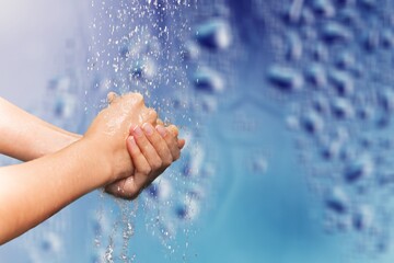 Fototapeta premium Woman Washing Her Hands on background