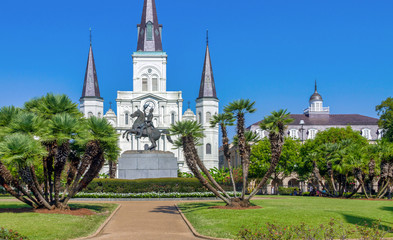saint louis cathedral and jackson square in new orleans