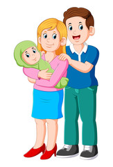 Beautiful young parents and cute baby