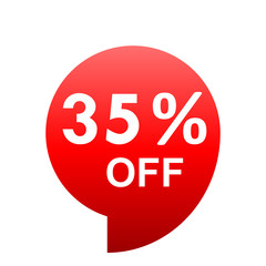 Sale - 35 percent off - red gradient tag isolated - vector