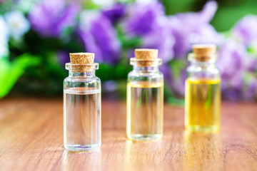 Glass bottle with essential oil