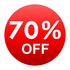 Sale - 70 percent off - red gradient tag isolated - vector
