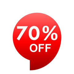Sale - 70 percent off - red gradient tag isolated - vector