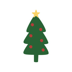 pine tree with star balls decoration christmas
