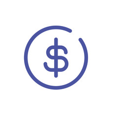 currency with symbol dollar on white background