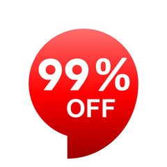 Sale - 99 percent off - red gradient tag isolated - vector