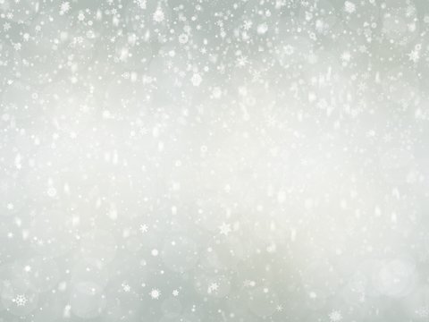Gray abstract winter background with snowflakes or Christmas new year 