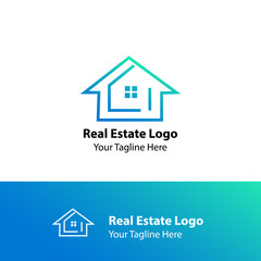 Modern Logo Design. House Logo Design. Real Estate Logo With Blue Color  Gradation