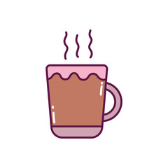 chocolate cup hot aroma on white background